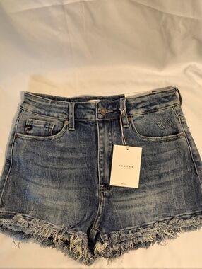 KanCan Light Wash Frayed Hem Denim Shorts NWT